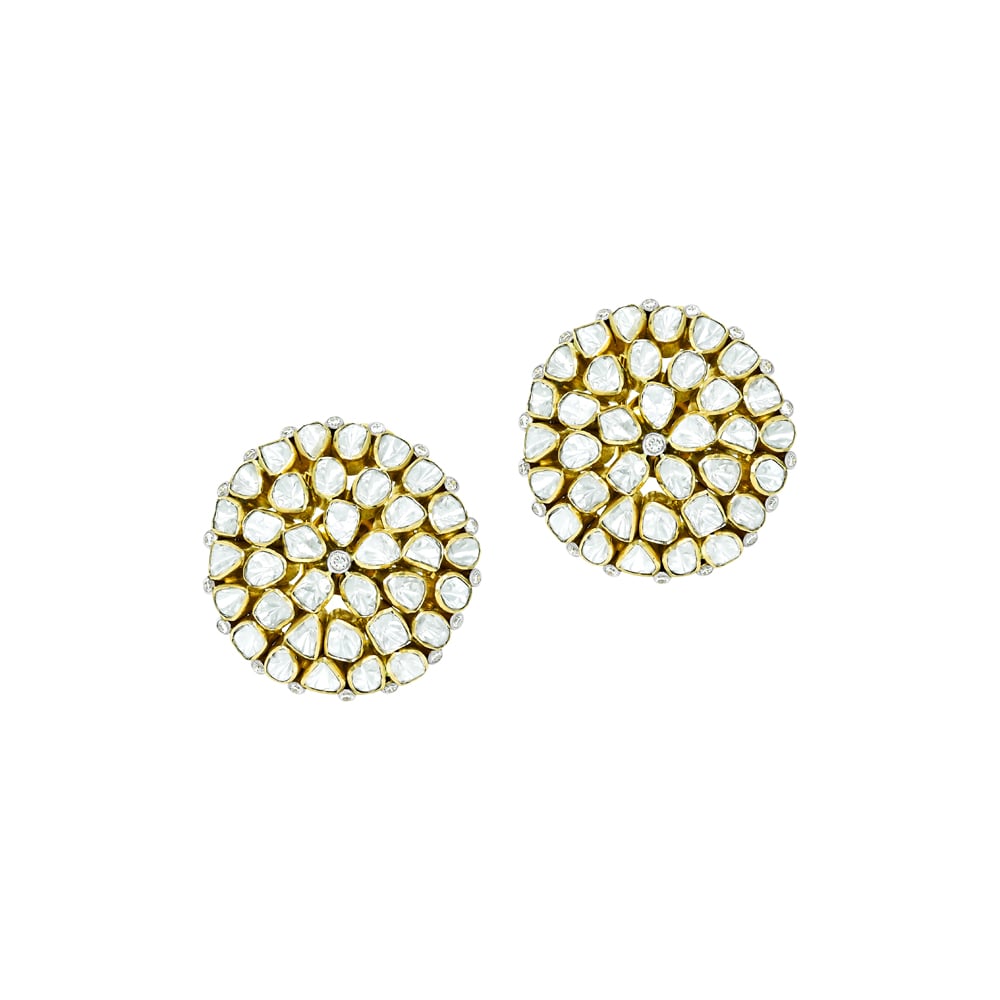 Radial Polki Cluster Studs with Intricate work